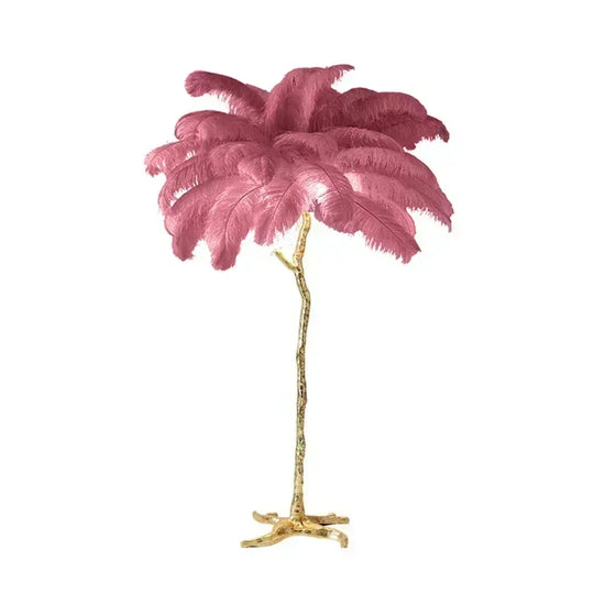Lily Nordic Feather LED Floor Lamp – Luxury Ostrich Standing Light