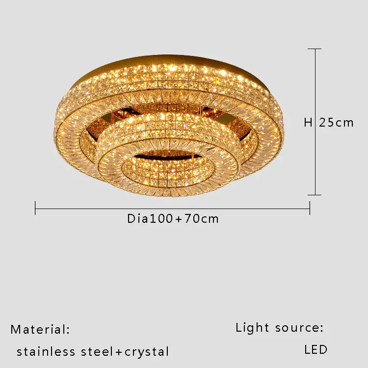 Modern Two-Tier Crystal Ceiling Light for Bedroom & Living Room