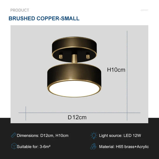 Nordic LED Ceiling Light with Adjustable Copper Finish