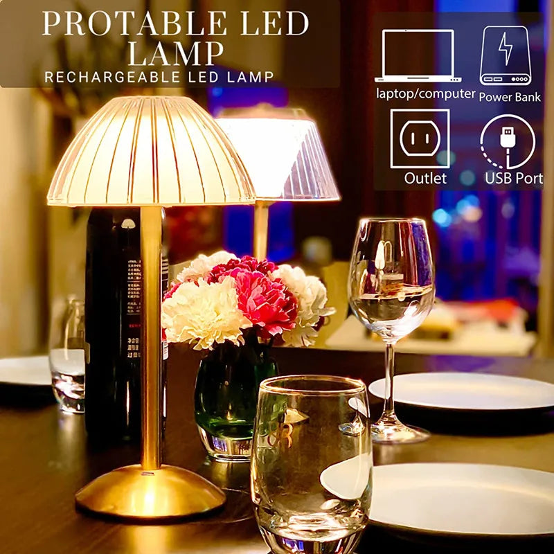 Vivienne Crystal LED Table Lamp – Touch Sensor, 3-Way Dimmable, USB Rechargeable