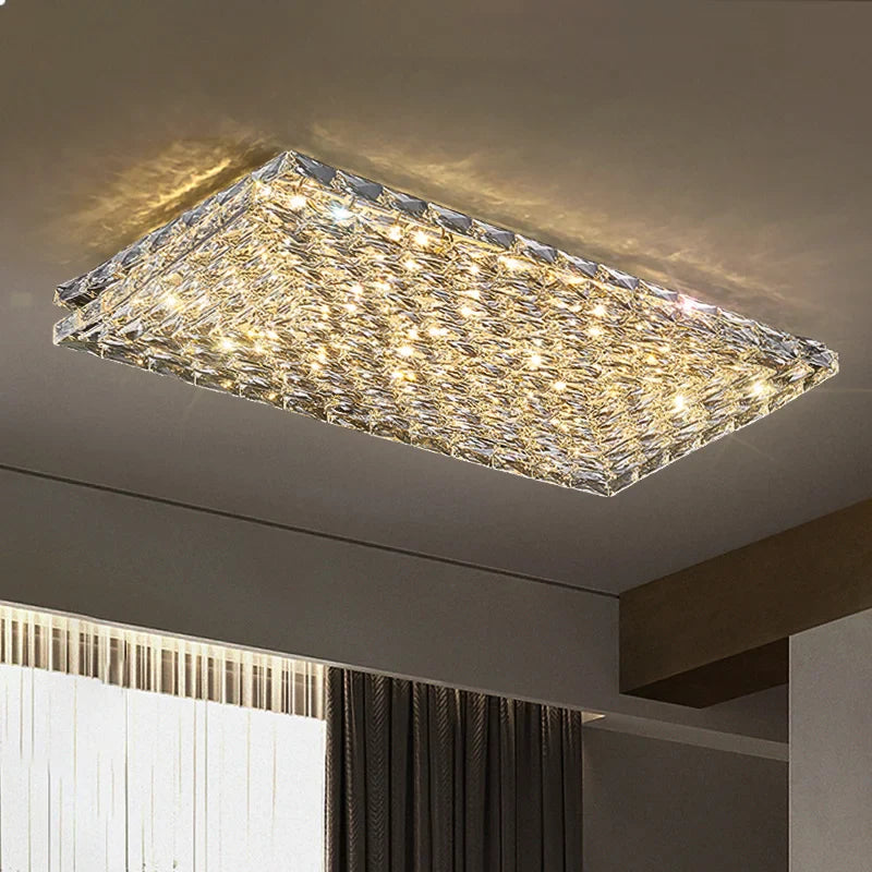 Modern Square Crystal LED Ceiling Light Luxury Bedroom Living Room