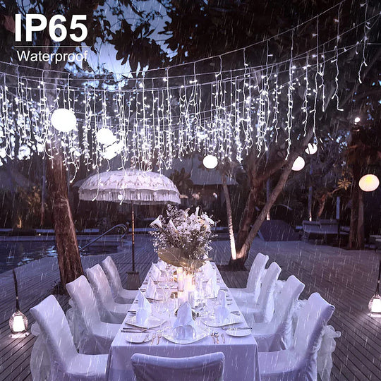Solar Icicle Lights Outdoor Wedding Christmas Garden Decoration