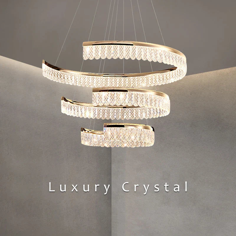 Thalara Luxury Gold Ring Art Crystal Chandelier