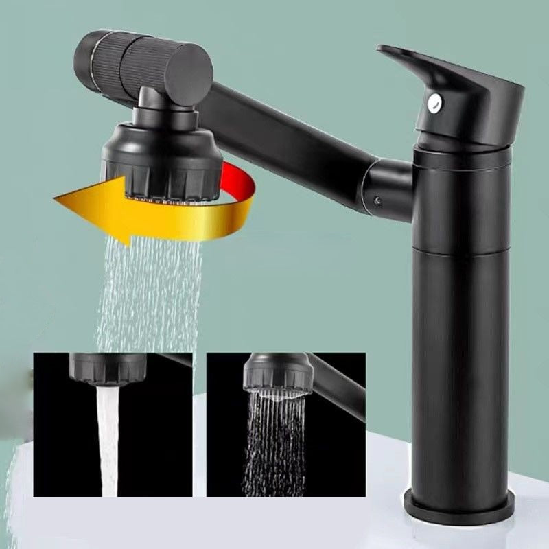 Faucet Bathroom Basin Tap Sink Mixer Black Golden Single Handle Washbasin Rotary Water Saving Hot And Cold Stainless Steel Shower