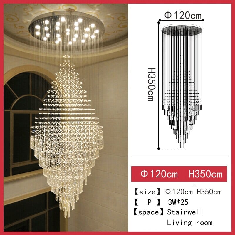 Abigail Modern Crystal Stair Ceiling Chandelier - Luxurious Illumination