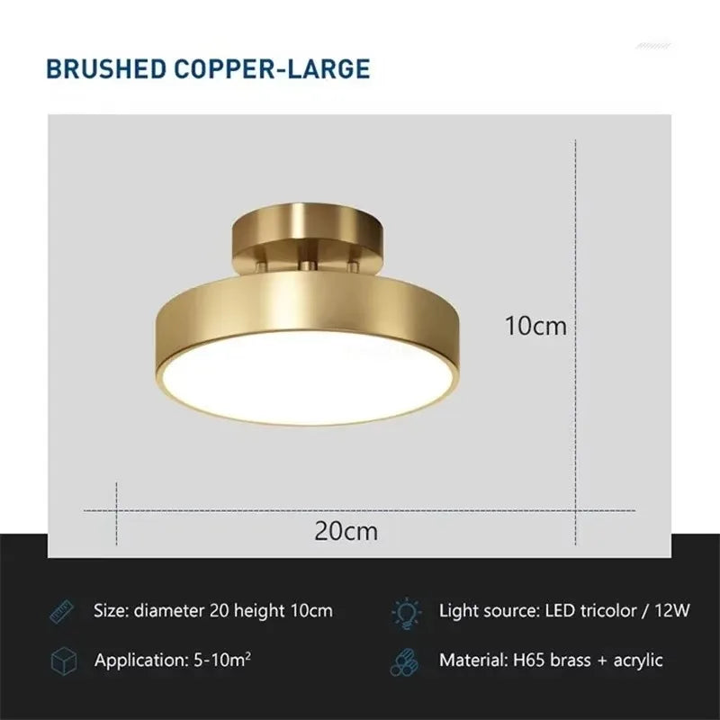 Nordic LED Ceiling Light with Adjustable Copper Finish
