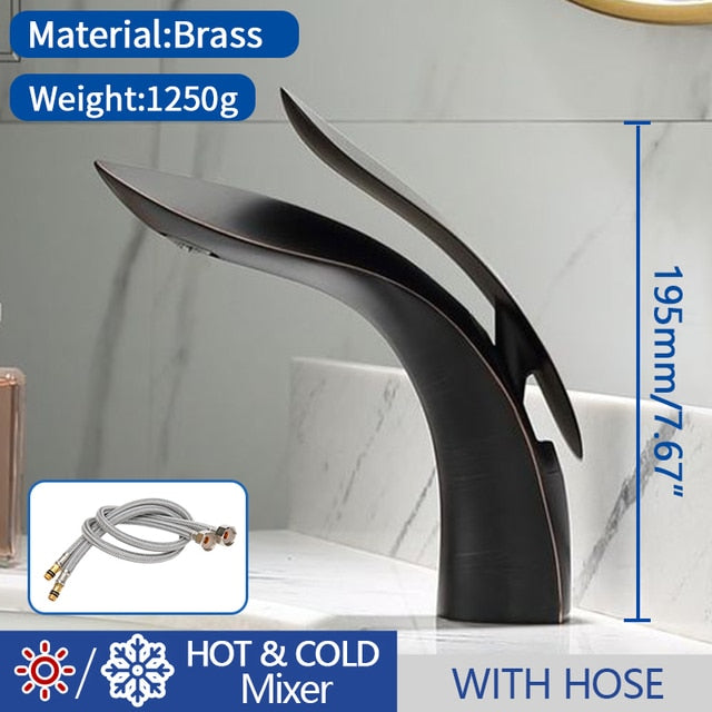 Basin Faucet Modern Bathroom Mixer Tap Black/Chrome Wash Basin Faucet Single Handle Hot and Cold Waterfall Faucet