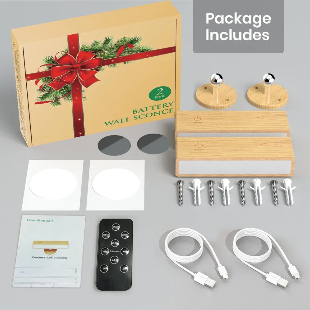 Nordic Wooden Wall Lamp 360° Rotating Magnetic Reading Light