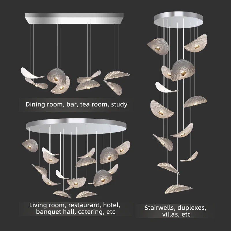 Modern Crystal Glass Stair Chandelier – High Ceiling Pendant Light