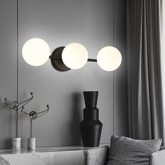 Nordic Frosted Glass Wall Lamp Modern LED Sconce for Bedroom
