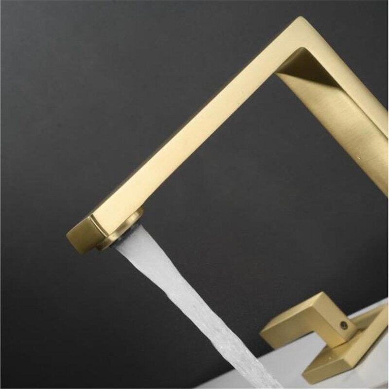 Black Basin Faucet Total Brass Brushed Gold Bathroom Faucet Antique Sink Faucets 3 Hole Hot And Cold Waterfall Faucet Water Tap