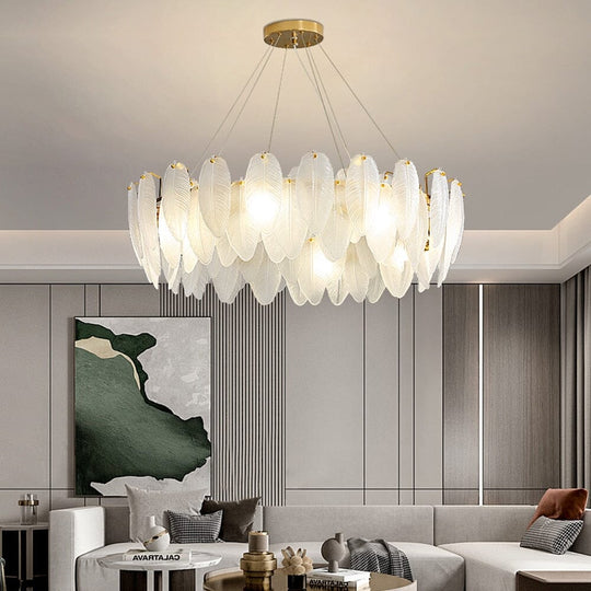 Yliana Feather Glass Ceiling Chandelier