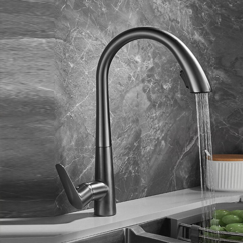 Single Handle Hole Pull Out Spray Brass Kitchen Sink Faucet Mixer Cold Hot Water Taps Torneira Cozinha