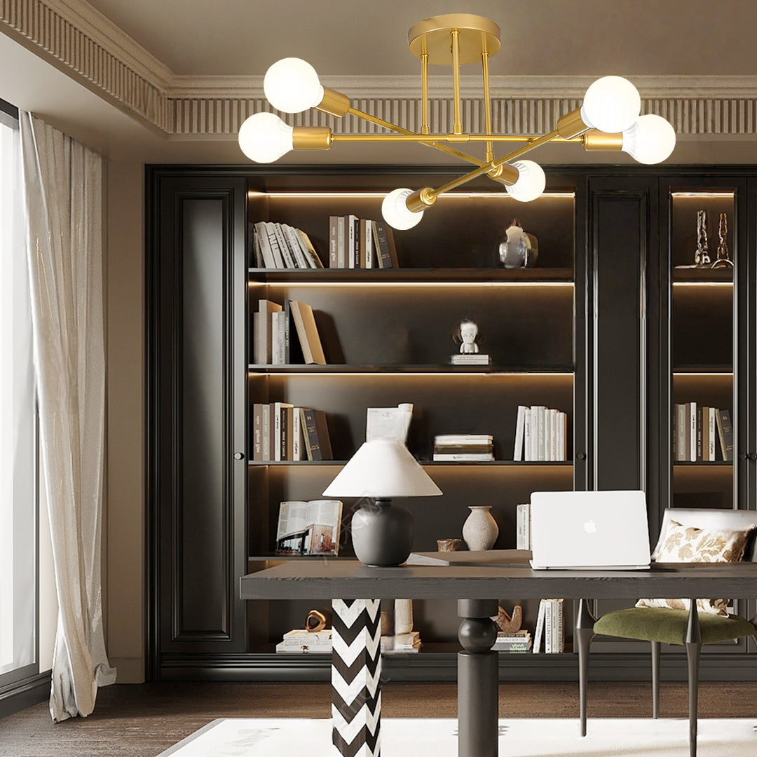 Elegant 6 Light Flush Mount LED Ceiling Light with E26 E27 Base