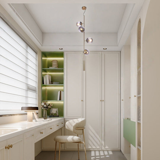 Nordic Linear Glass Globe Chandelier with 4/6 Lights