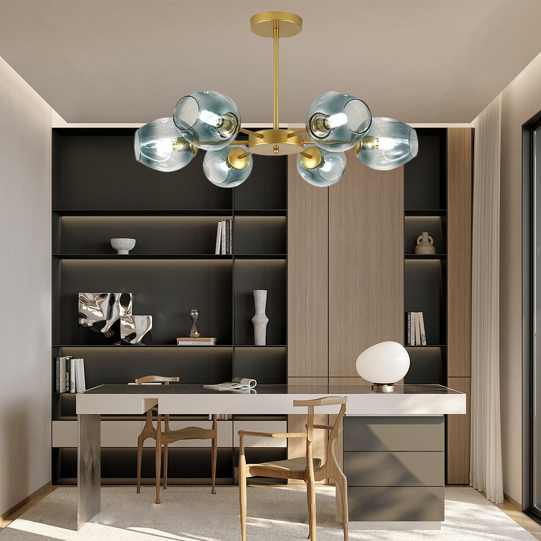 Glass Globe LED Electroplated Nordic Sputnik Chandelier Hanging Ceiling Light