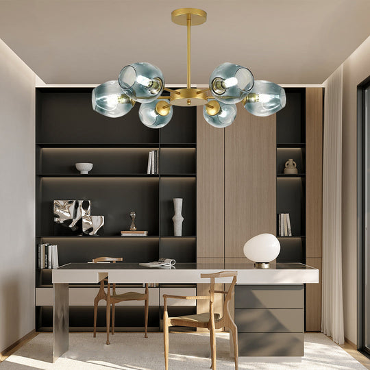 Glass Globe LED Electroplated Nordic Sputnik Chandelier Hanging Ceiling Light