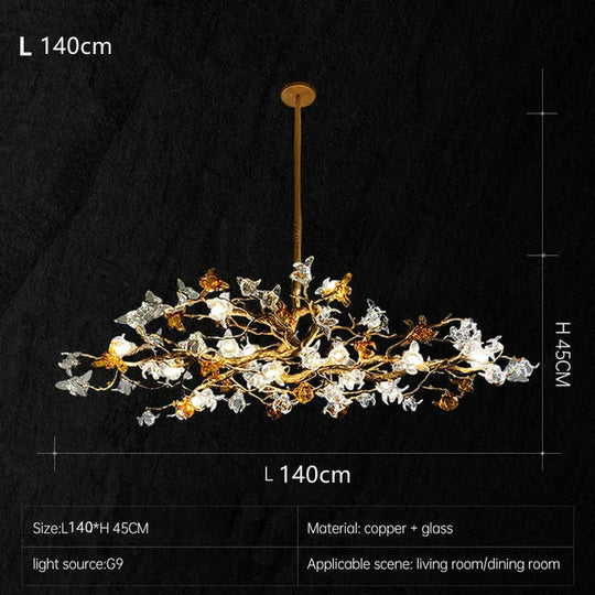 Charming Vintage Copper Flower Chandelier -  Tree Branch LED Lighting for Dining Rooms, Kitchen Islands, and Indoor Decor