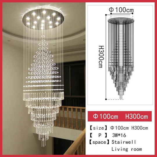 Abigail Modern Crystal Stair Ceiling Chandelier - Luxurious Illumination