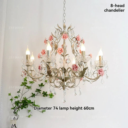 French Countryside Crystal LED Chandelier – Elegant Flower Design