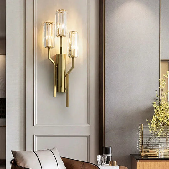 Luxury Crystal Wall Lamp Postmodern LED Sconce for Bedroom Living