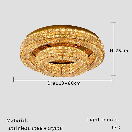 Modern Two-Tier Crystal Ceiling Light for Bedroom & Living Room