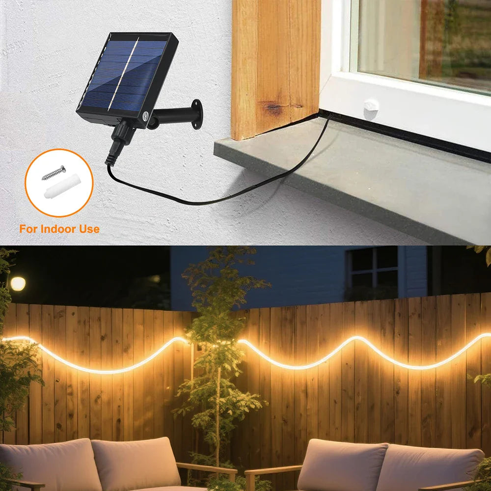 Solar Neon LED Strip Lights Waterproof Flexible Outdoor Decoration