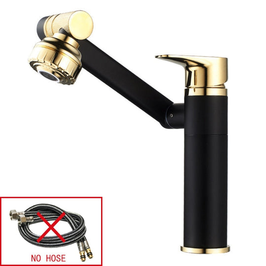 Faucet Bathroom Basin Tap Sink Mixer Black Golden Single Handle Washbasin Rotary Water Saving Hot And Cold Stainless Steel Shower