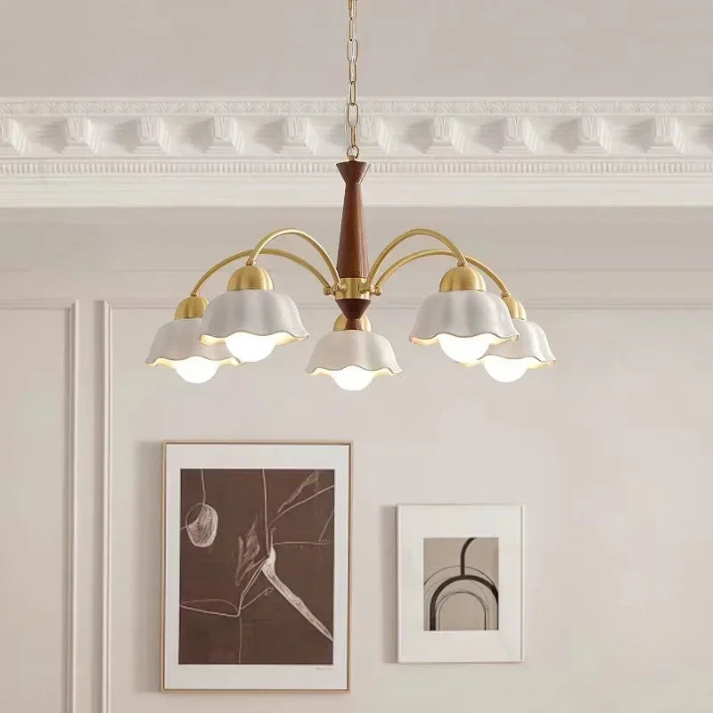 Modern Nordic Ceramic Flower Pendant Light – LED Chandelier