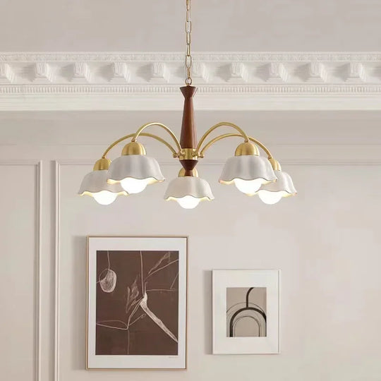 Modern Nordic Ceramic Flower Pendant Light – LED Chandelier