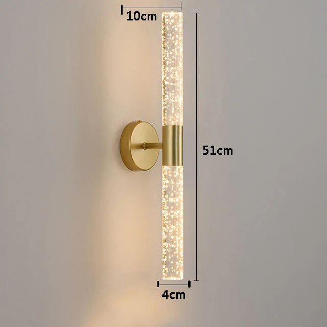 Nordic Crystal Rod LED Wall Lamp Modern Bedside Living Room Light