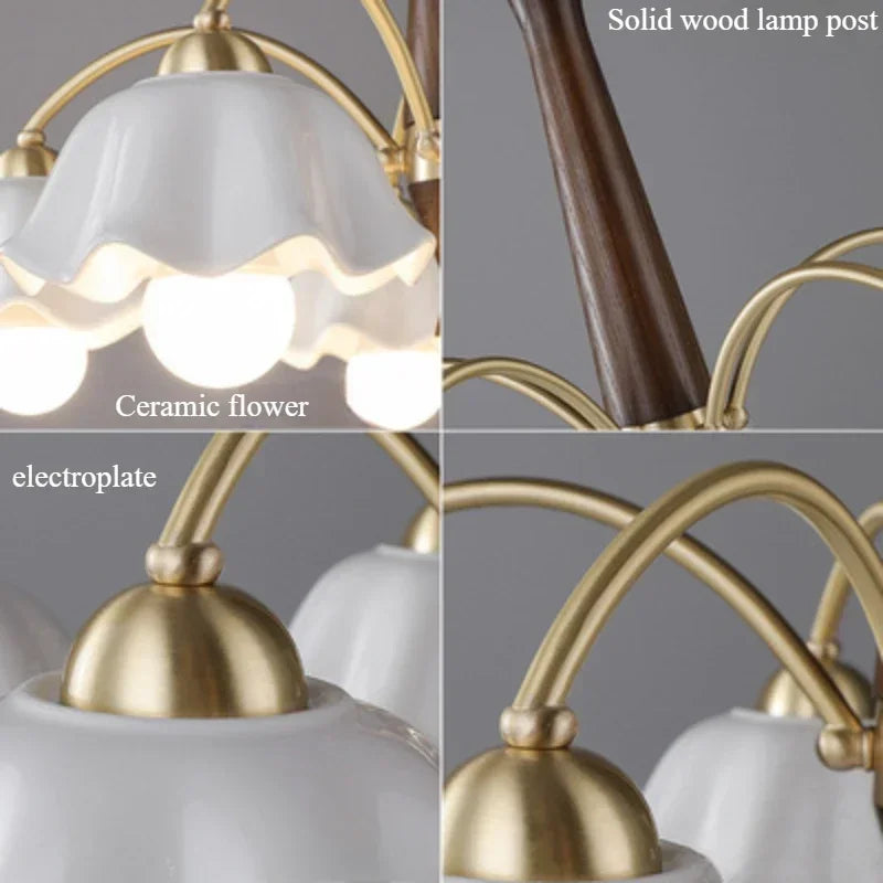 Modern Nordic Ceramic Flower Pendant Light – LED Chandelier