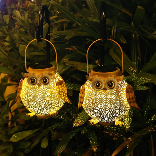 Owl Hanging Solar Lantern – Waterproof Metal Garden Light