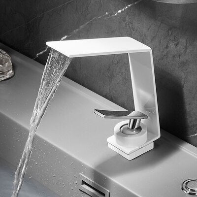 Brushed Gold Bathroom Faucet Gold Basin Faucet Grey Water Faucet Waterfall Water Bathroom Sink Faucet Bathroom tap Basin