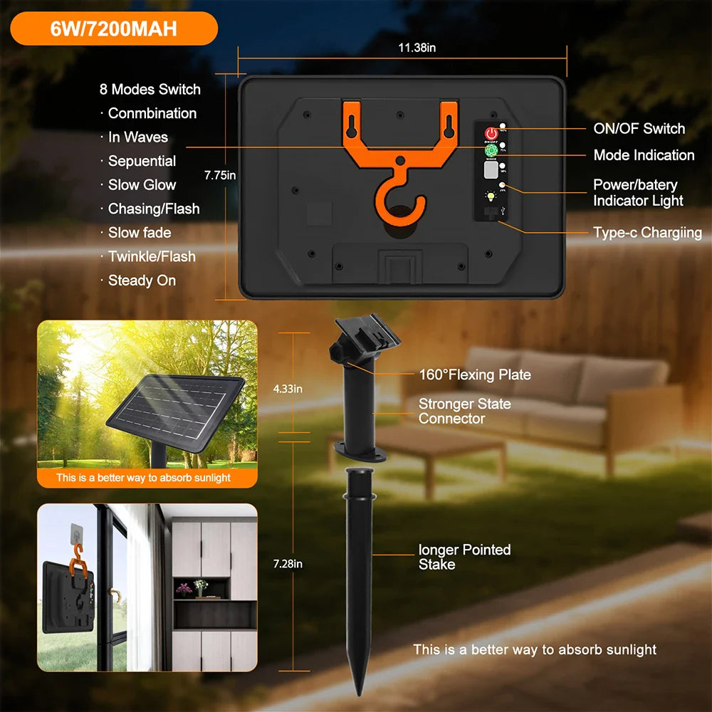 Solar Neon LED Strip Lights Waterproof Flexible Outdoor Decoration