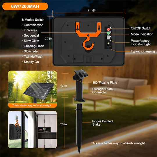 Solar Neon LED Strip Lights Waterproof Flexible Outdoor Decoration