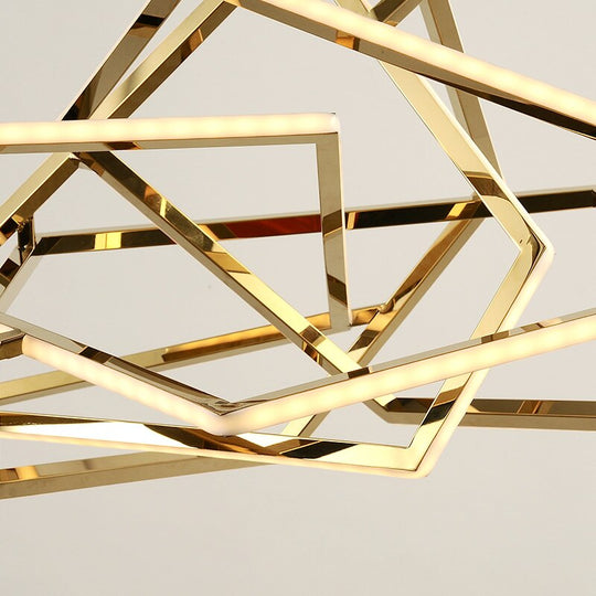 Modern Geometric Gold LED Light Chandelier