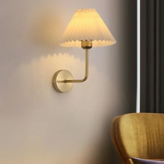 Retro Fabric Wall Lamp with Reading Light Modern Luxury Bedside