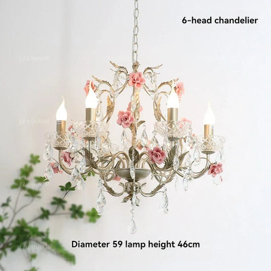 French Countryside Crystal LED Chandelier – Elegant Flower Design