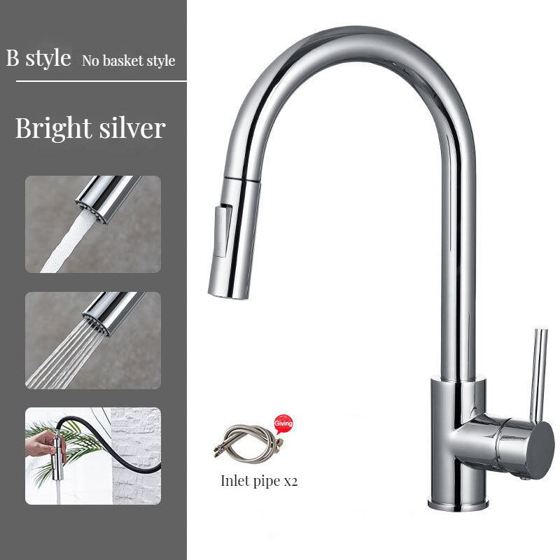 Brass Kitchen Faucets Pull Out Spout Kitchen Mixer Taps Hot Cold Water Accessories Deck Mounted Stream Sprayer Head Black