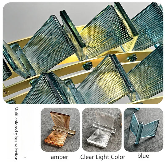 Simple Amber & Blue Glass Wall Lamp – High-End Decorative Bedside Light