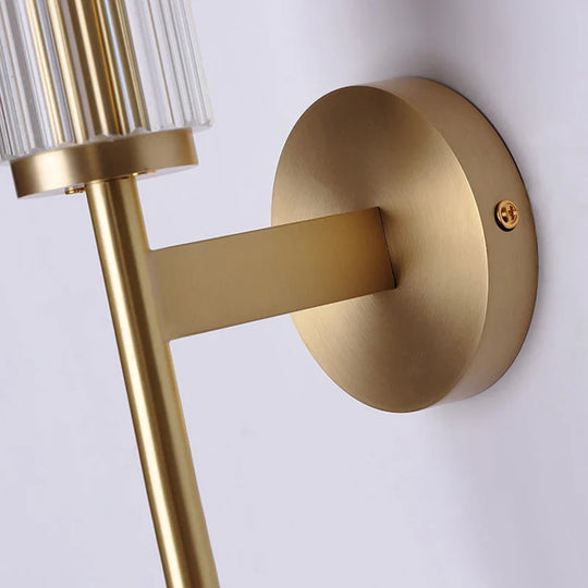 Modern Glass Wall Sconce Gold Brass Indoor Light for Bedroom & Hall