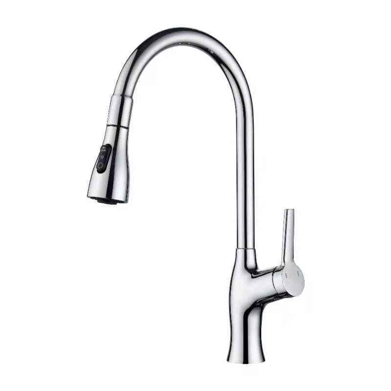 Brass Kitchen Faucets Pull Out Spout Kitchen Mixer Taps Hot Cold Water Accessories Deck Mounted Stream Sprayer Head Black