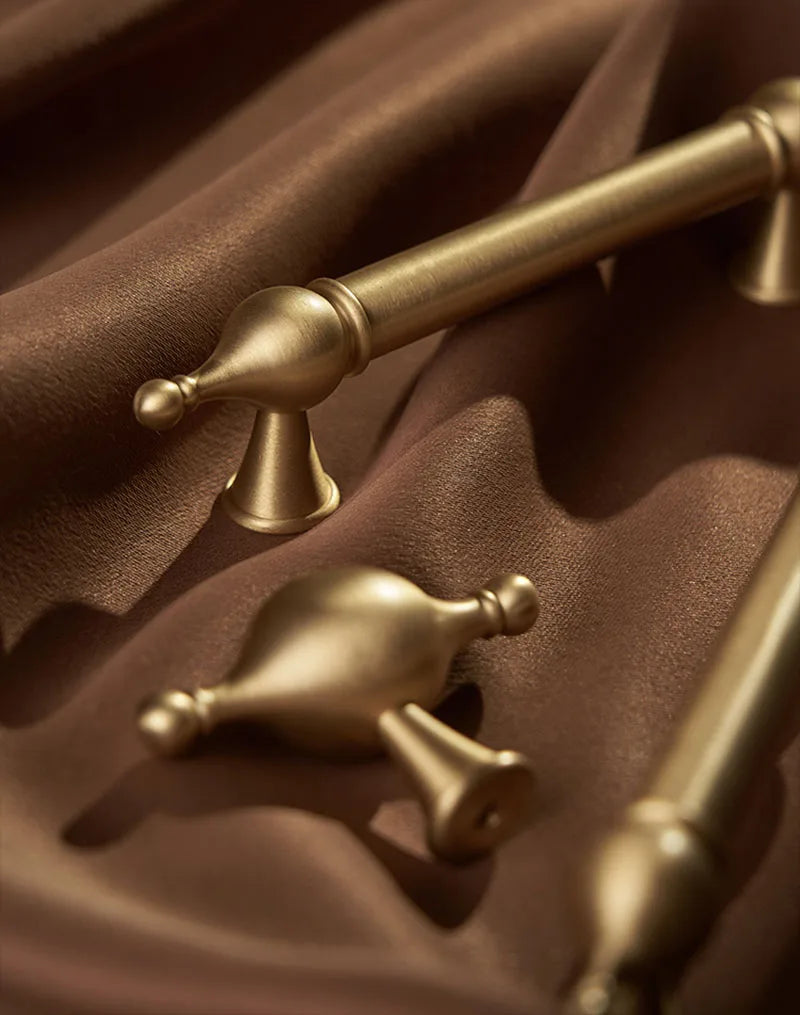 Modern Brass Cabinet Handles – Brushed Gold Pulls and Knobs for Furniture (60–368mm)