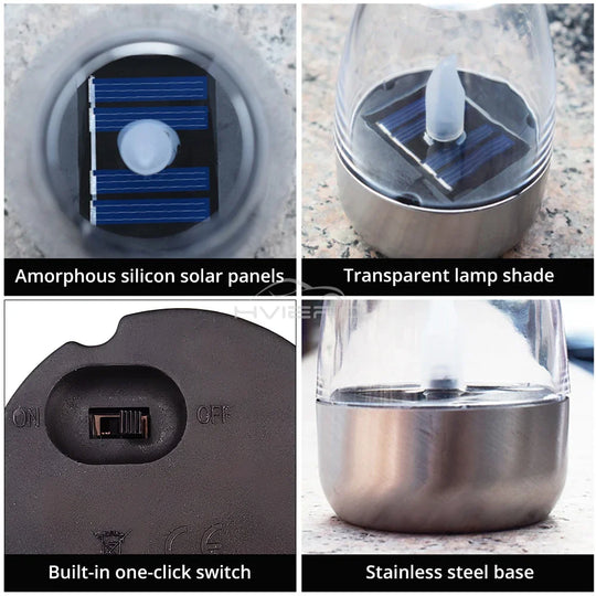 Solar LED Candle Light Stainless Steel Outdoor Garden Decoration