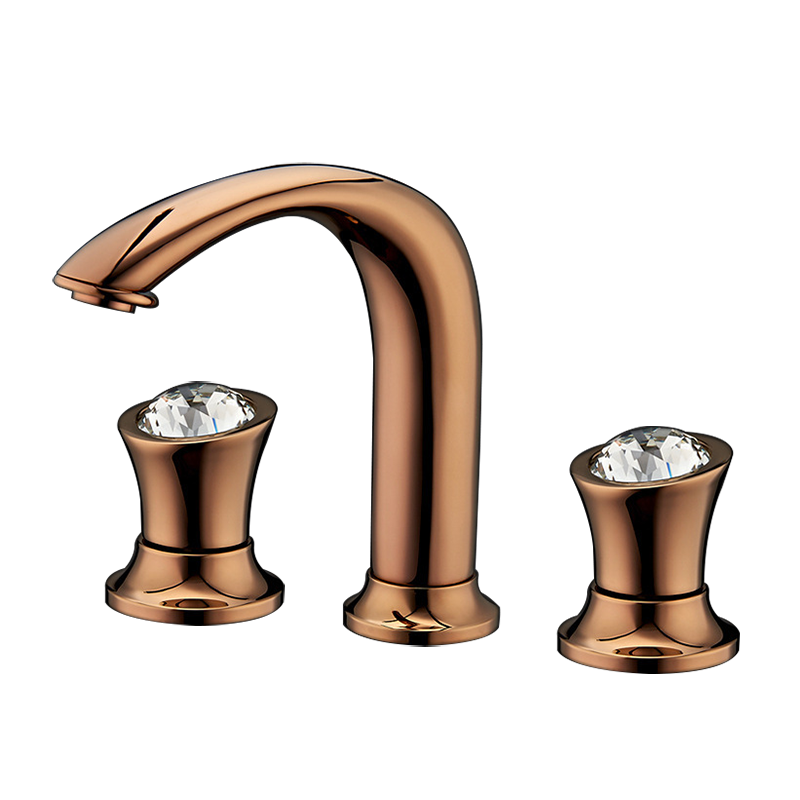 Basin Faucets Rose Gold Brass Bathroom Sink Faucets Holes Double Handle Luxury Bathbasin Bathtub Taps Hot and Cold Water Mixer