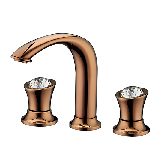 Basin Faucets Rose Gold Brass Bathroom Sink Faucets Holes Double Handle Luxury Bathbasin Bathtub Taps Hot and Cold Water Mixer