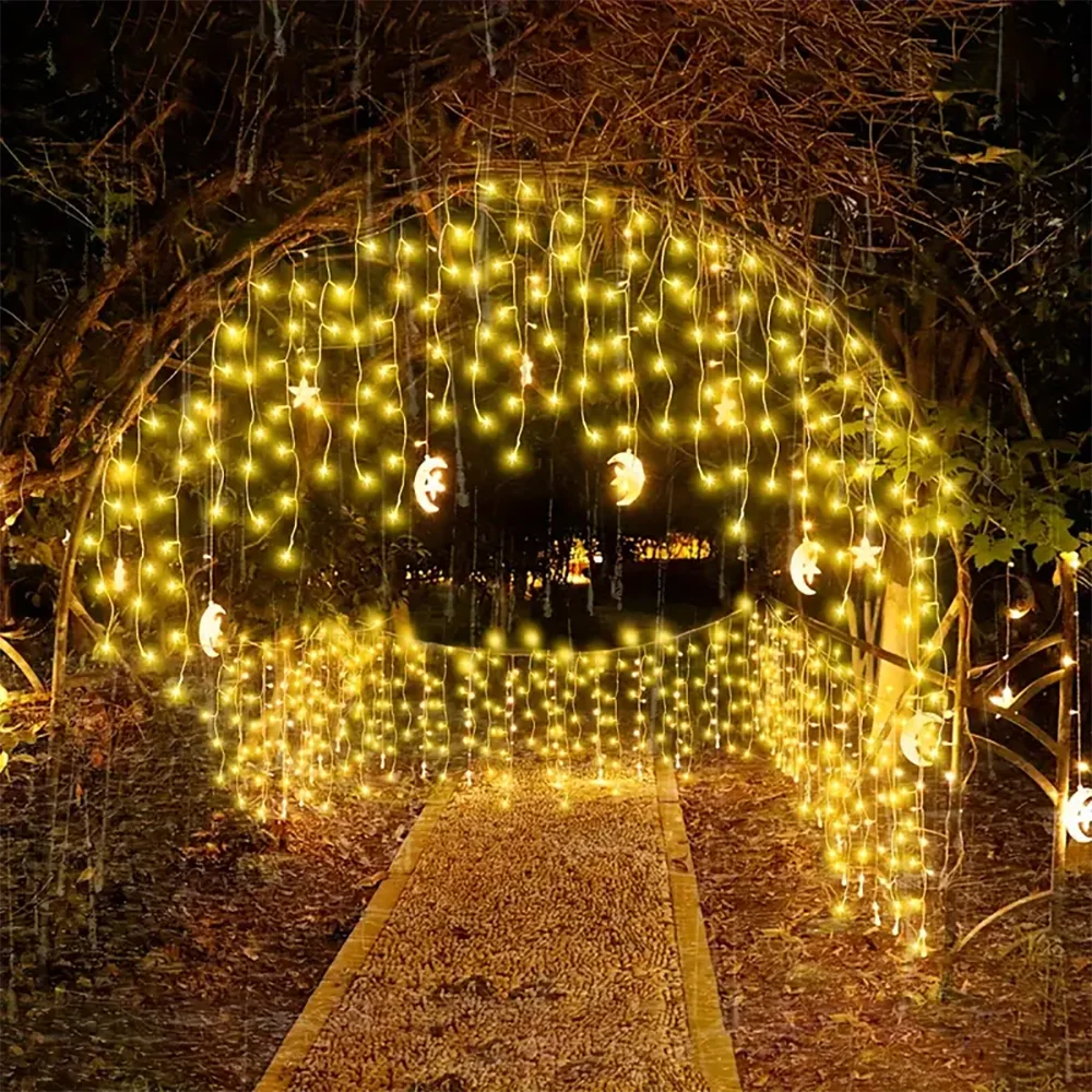 Solar Icicle Lights Outdoor Wedding Christmas Garden Decoration
