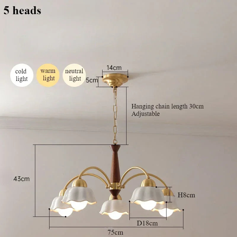 Modern Nordic Ceramic Flower Pendant Light – LED Chandelier