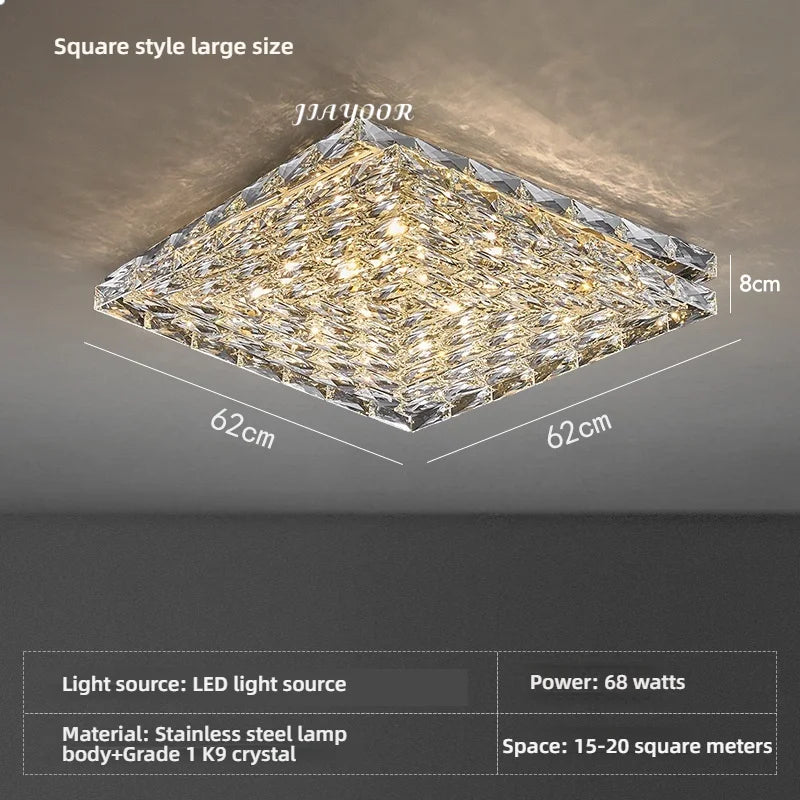 Modern Square Crystal LED Ceiling Light Luxury Bedroom Living Room